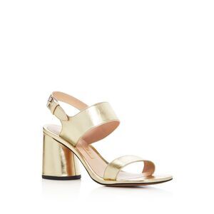 MARC JACOBS Womens Gold Metallic Emilie Block Heel Leather Heeled Sandal 39